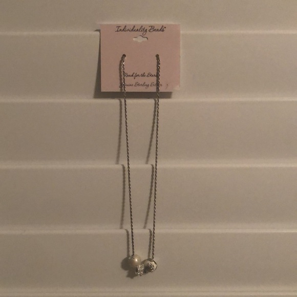 Genuine Sterling Silver 18” Necklace with 3 Individuality Beads. - Picture 3 of 3